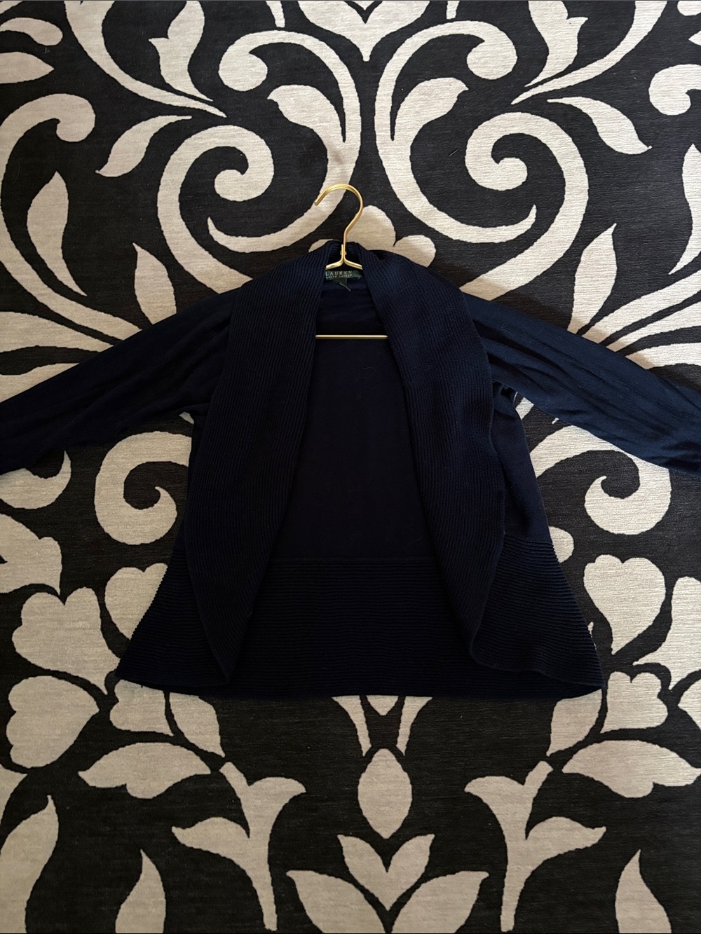 Lauren Ralph Lauren Navy Ribbed Knit Cardigan